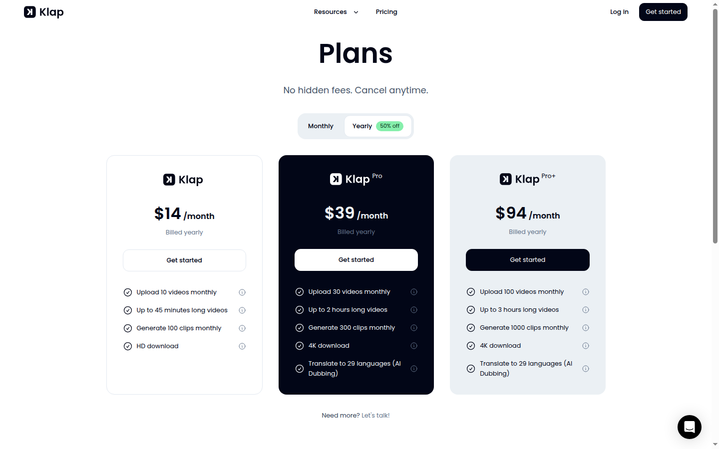 Klap homepage screenshot