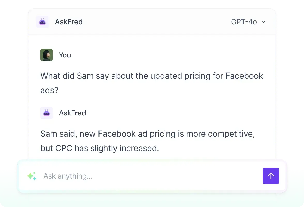 Fireflies AskFred AI chatbot interface