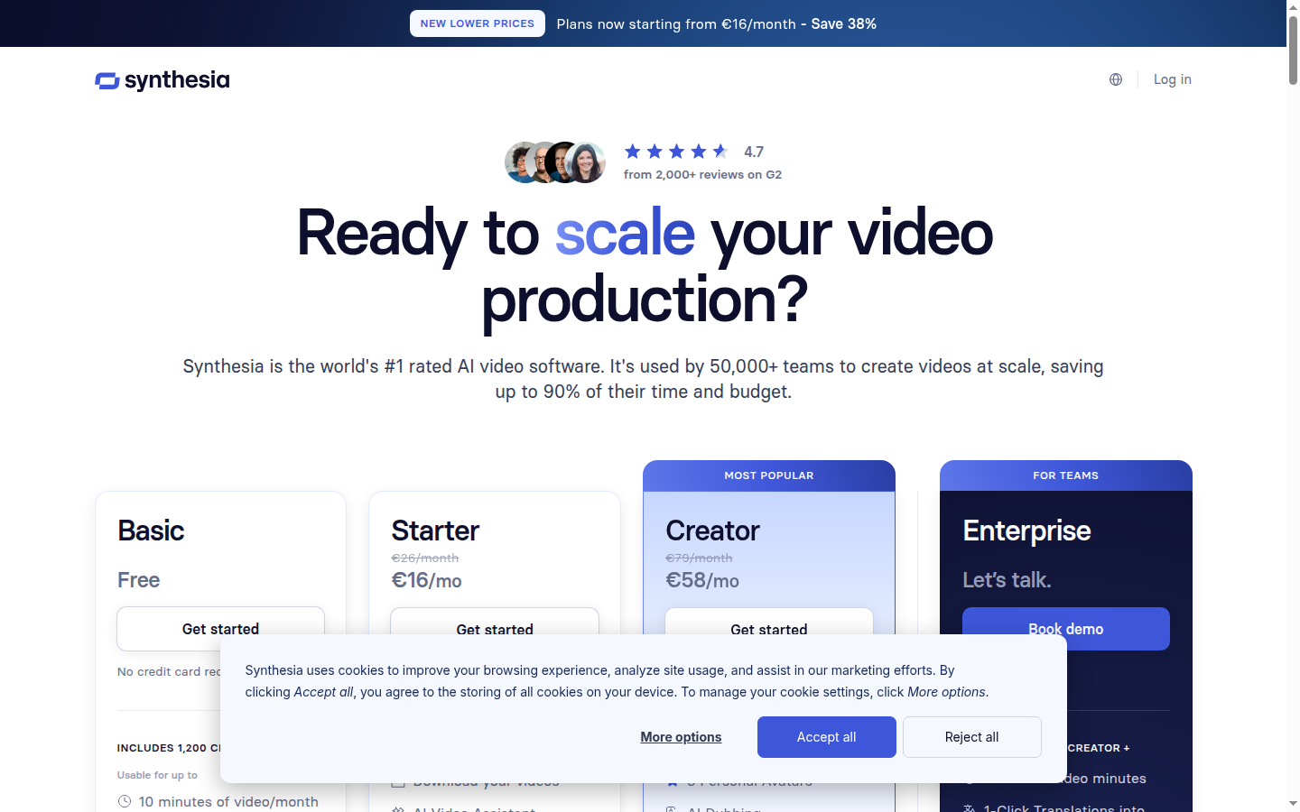 Synthesia homepage screenshot