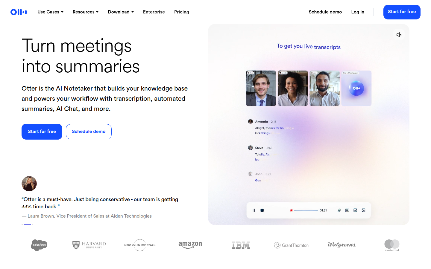 Otter.ai homepage screenshot