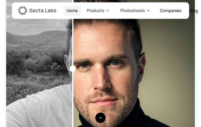 Secta AI before and after — casual outdoor selfie transformed into a polished professional headshot