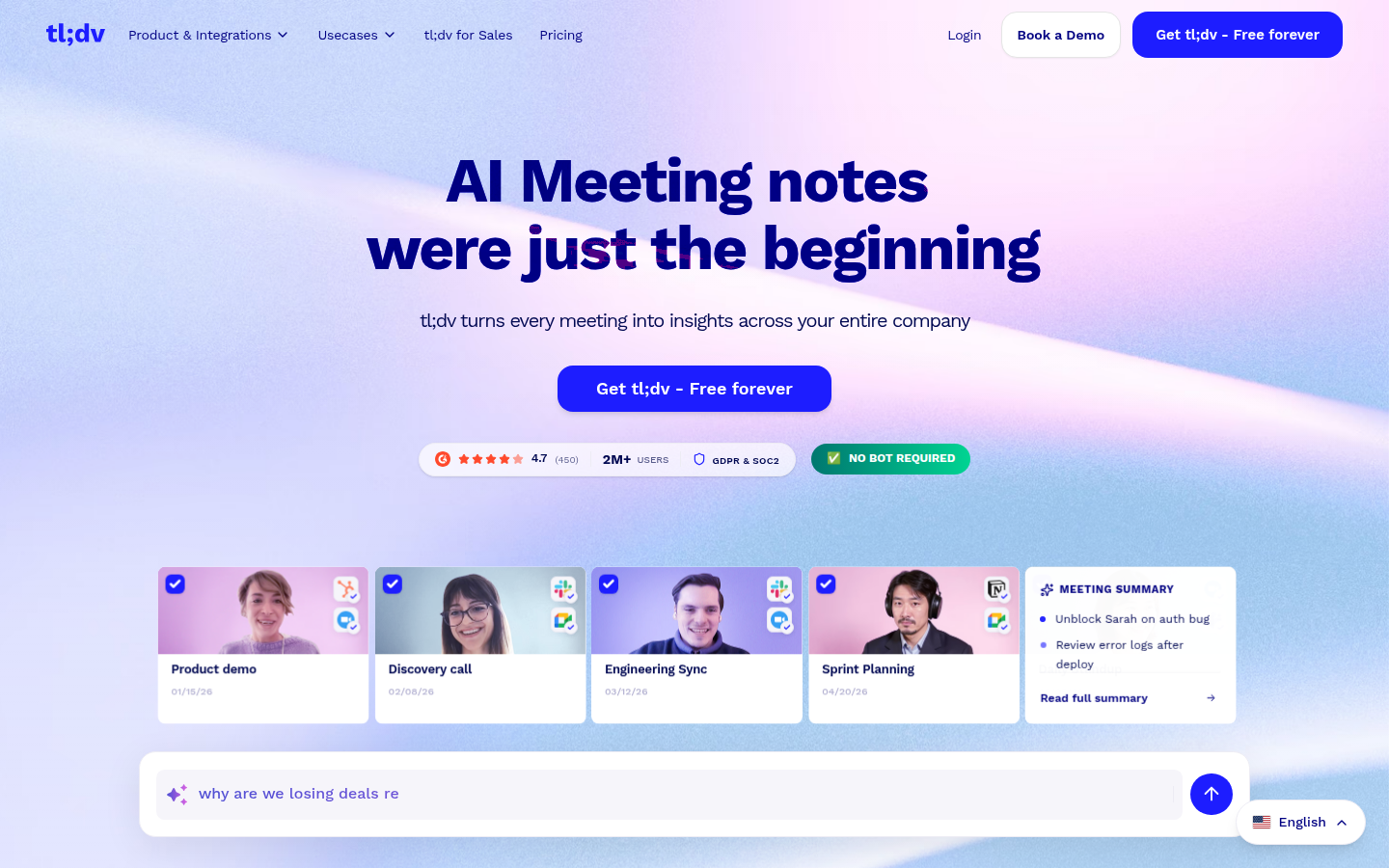 tl;dv homepage screenshot