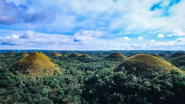 green mountains in Bohol Island in The Philippines