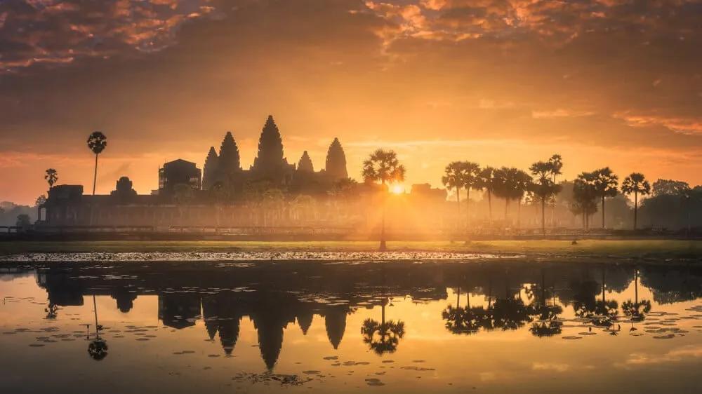 templos de angkor wat ao por do sol