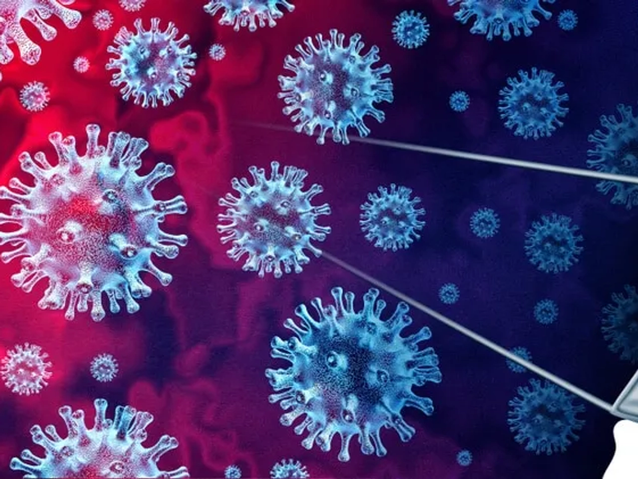 imagens do virus e pessoa com mascara