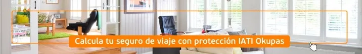 "Calcula tu seguro de viaje IATI Okupas y viaja tranquilo."