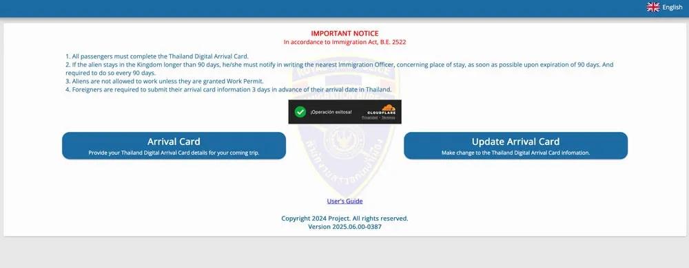 Thailand Digital Arrival Card