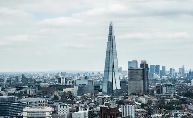 building the shard in london seen from above