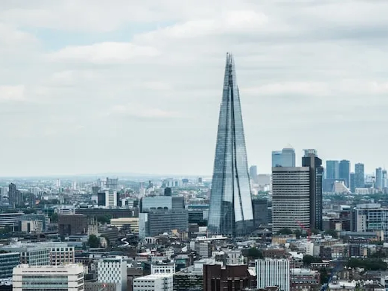 building the shard in london seen from above