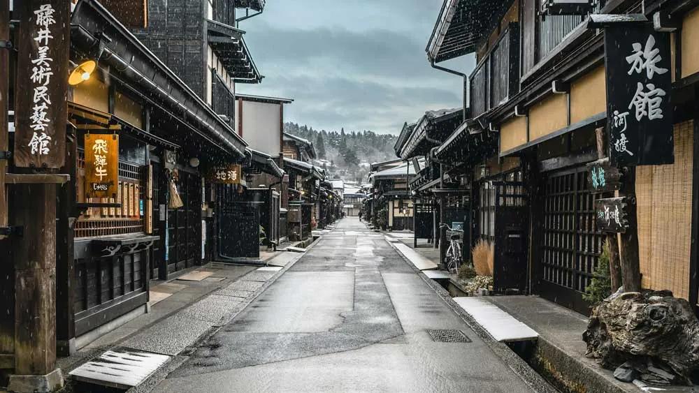 calles nevadas de Takayama