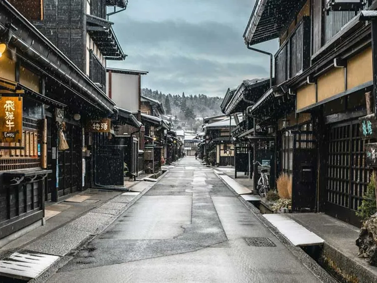 calles nevadas de Takayama