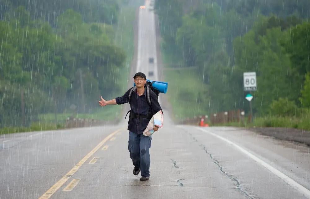 pedir boleia a chuva