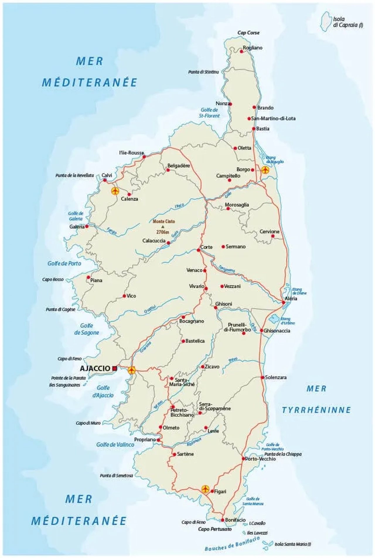 mapa da ilha da corsega