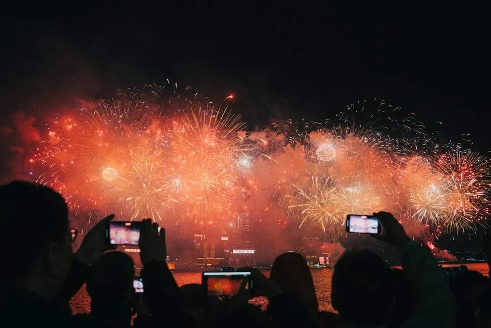 Fuegos artificiales en Hong Kong