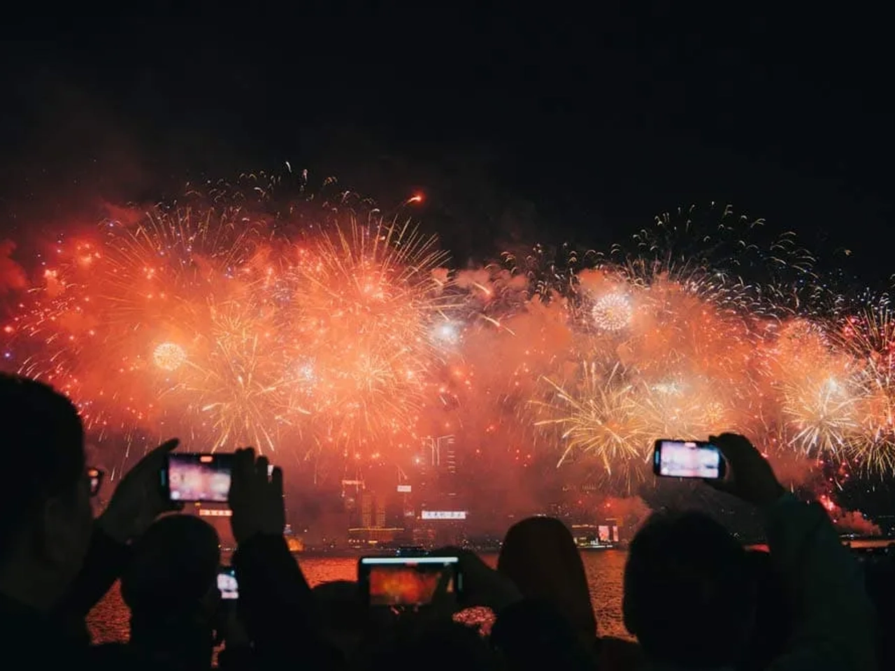 Fuegos artificiales en Hong Kong