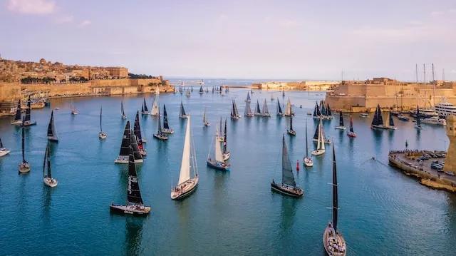 boats sailing in Grand Harbour, Malta