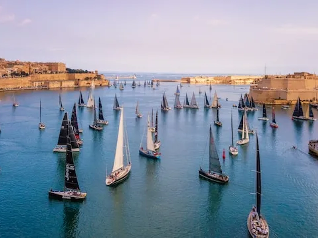boats sailing in Grand Harbour, Malta