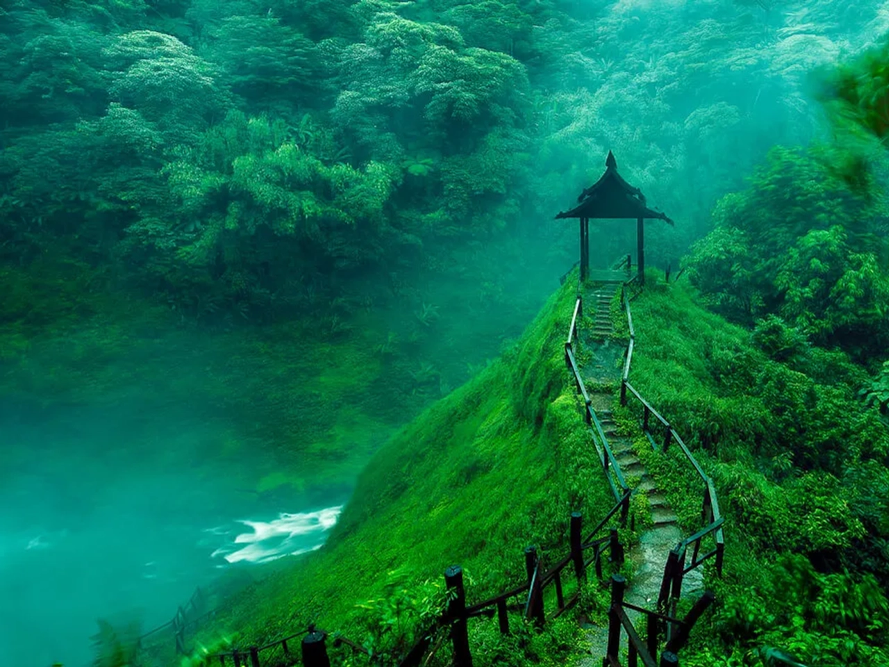 natureza do laos, florestas e cascatas