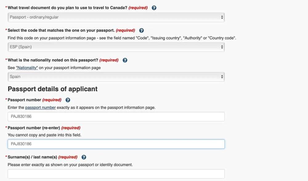 Rellenar la eTA para viajar a Canadá