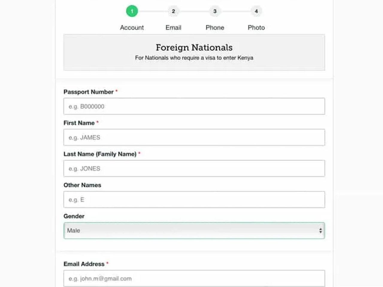 Crear cuenta para tramitar la eVisa de Kenia