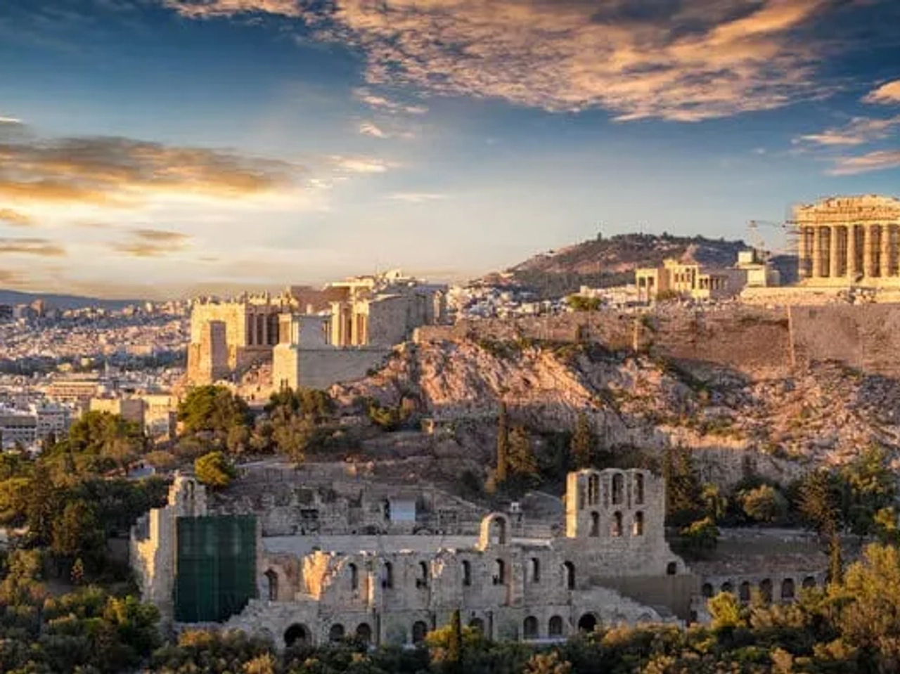 foto panoramica da cidade de atenas e da acropole