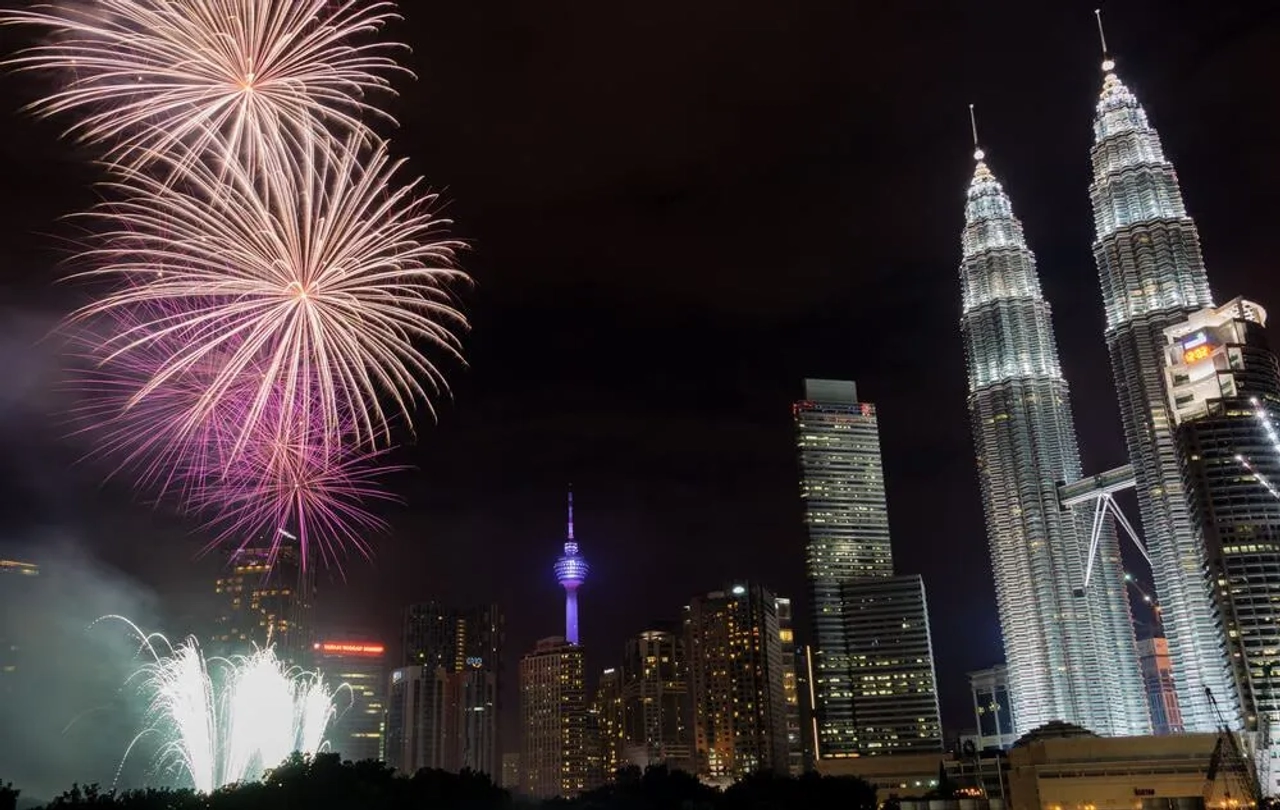 fogo de artificio em Kuala Lumpur