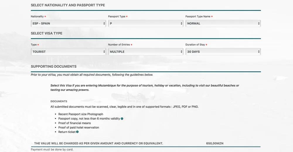 eVisa para Mozambique