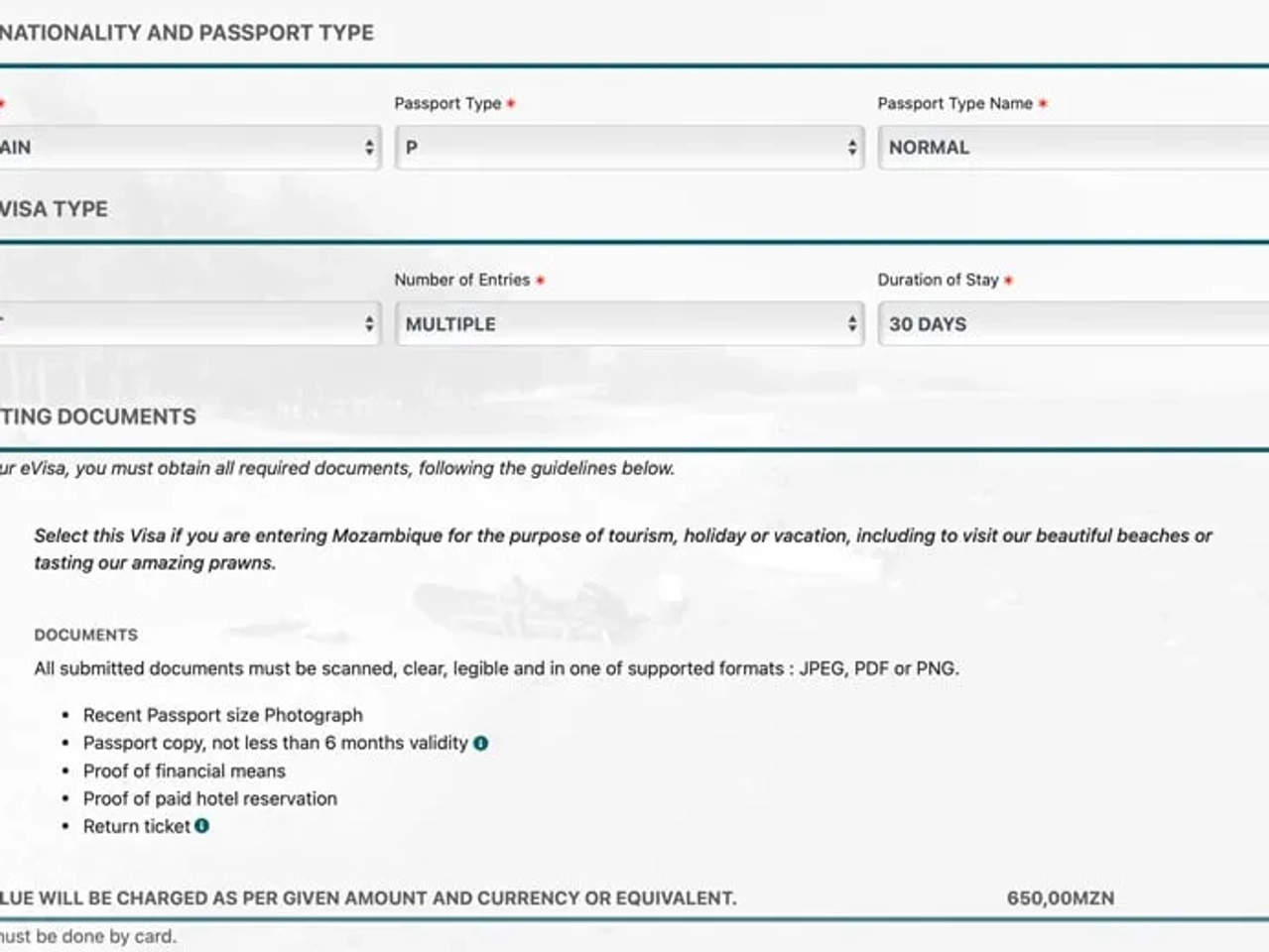 eVisa para Mozambique