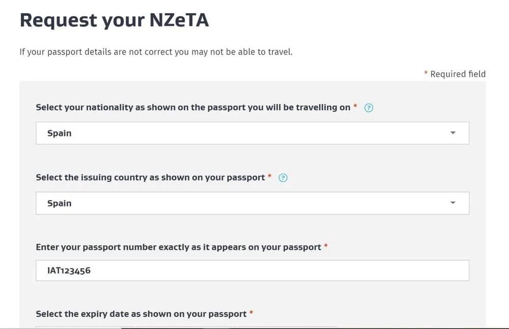 formulario para solicitar el permiso NZeTa a Nueva Zelanda