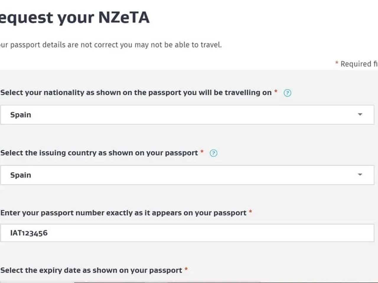formulario para solicitar el permiso NZeTa a Nueva Zelanda