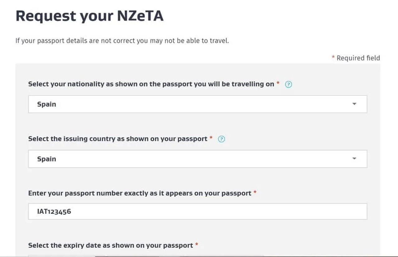 formulario para solicitar el permiso NZeTa a Nueva Zelanda