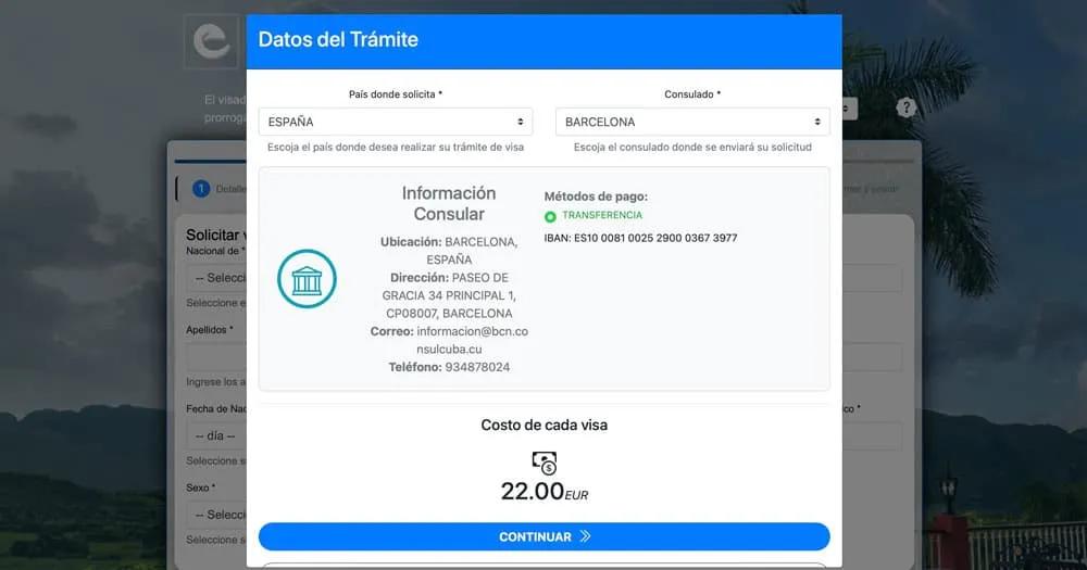 precio de la eVisa para Cuba