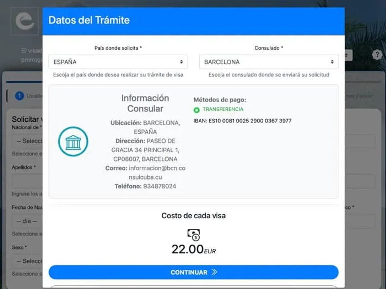 precio de la eVisa para Cuba