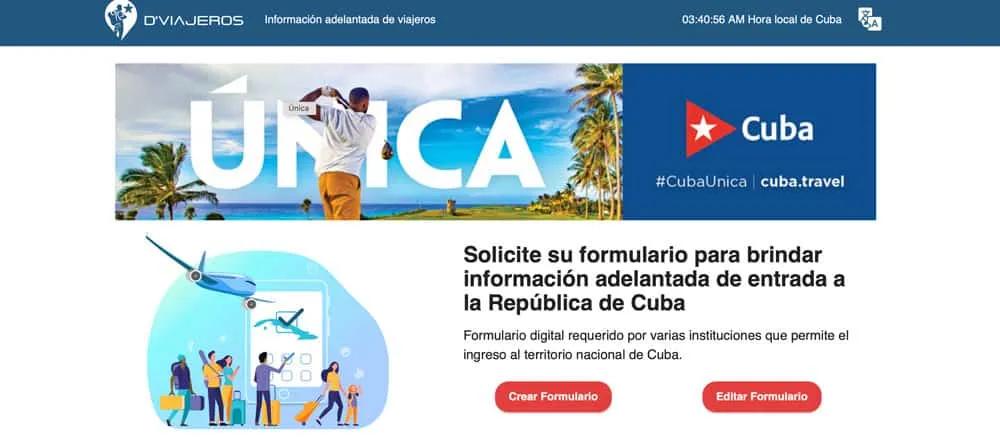 Formulario QR para entrar en Cuba