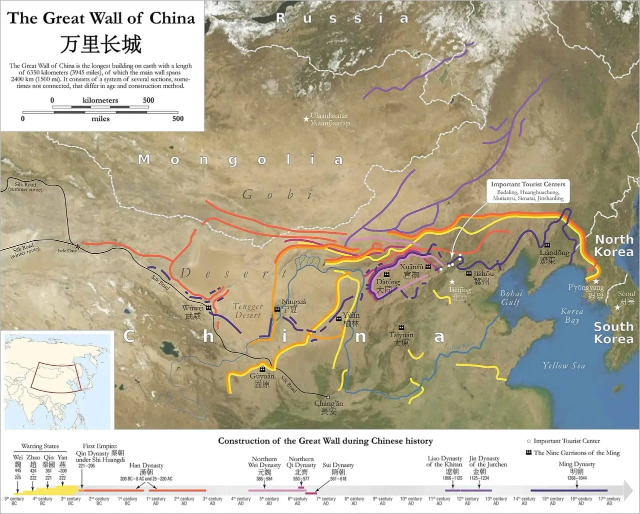 mapa gran muralla china