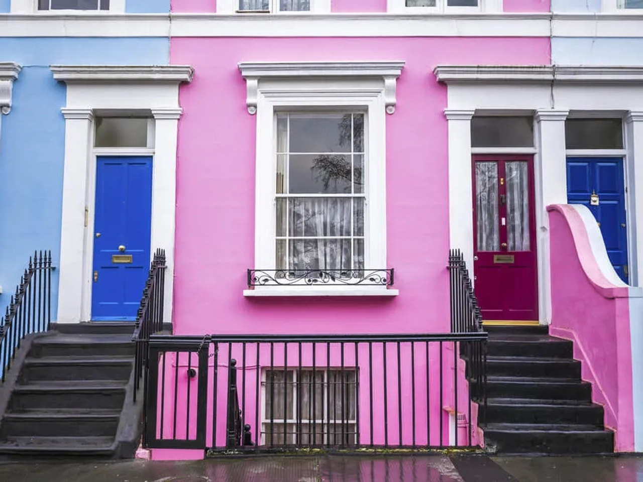 fachadas coloridas das casas de notting hill