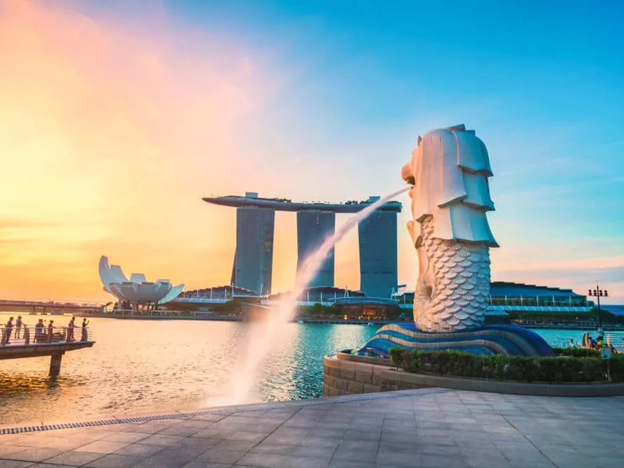 fonte do merlion, simbolo de singapura