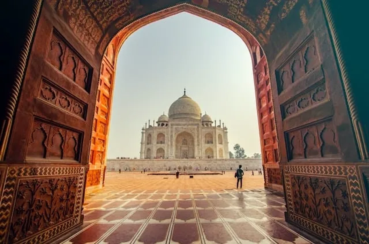 pessoas no Taj Mahal, Agra, India