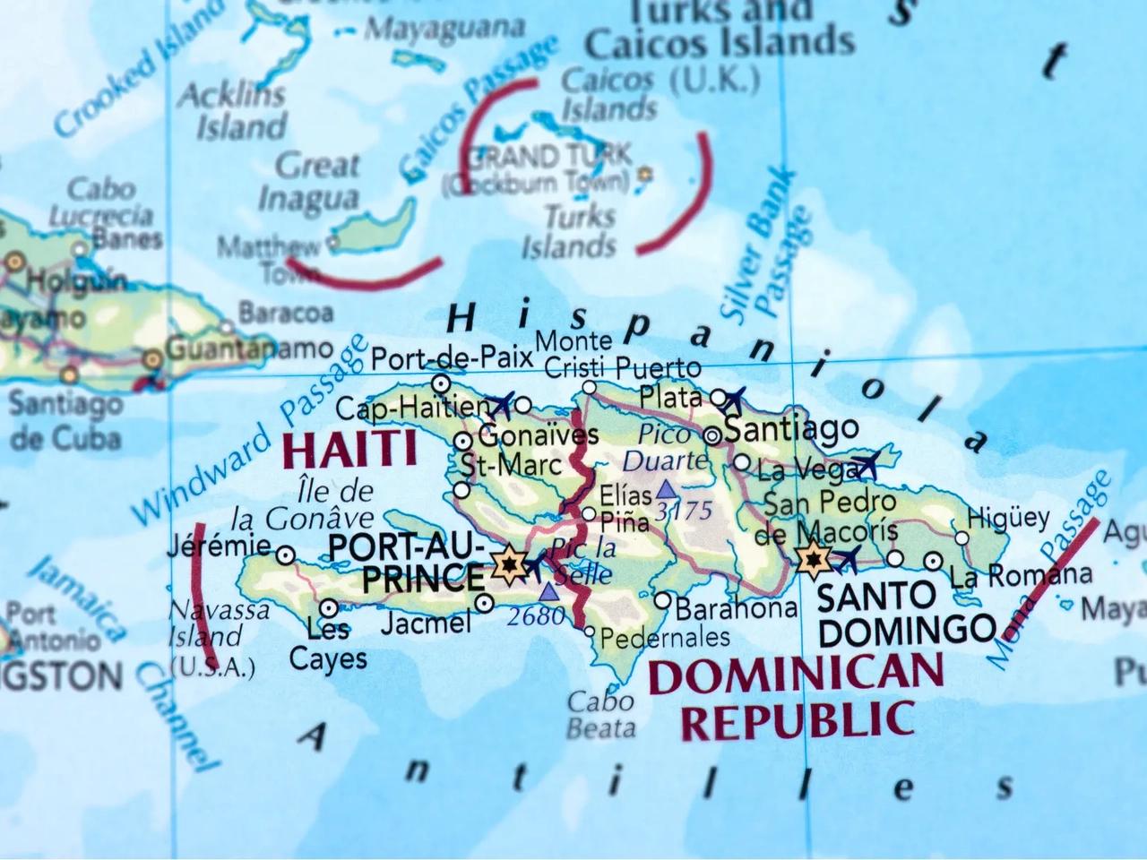 Mapa turístico da República Dominicana com as principais cidades e regiões