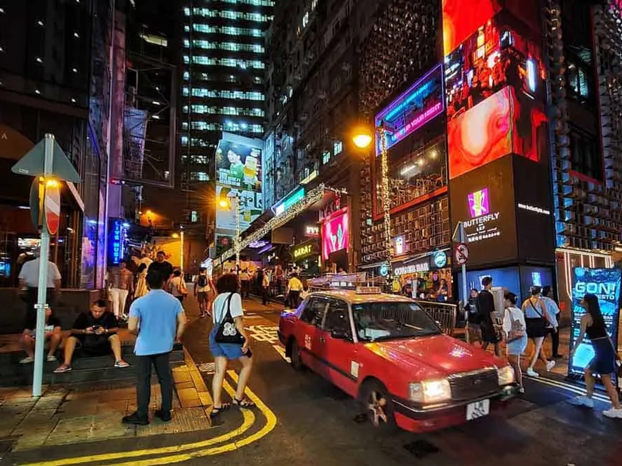 la noche en Hong Kong en Lan Kwai Fong o Soho