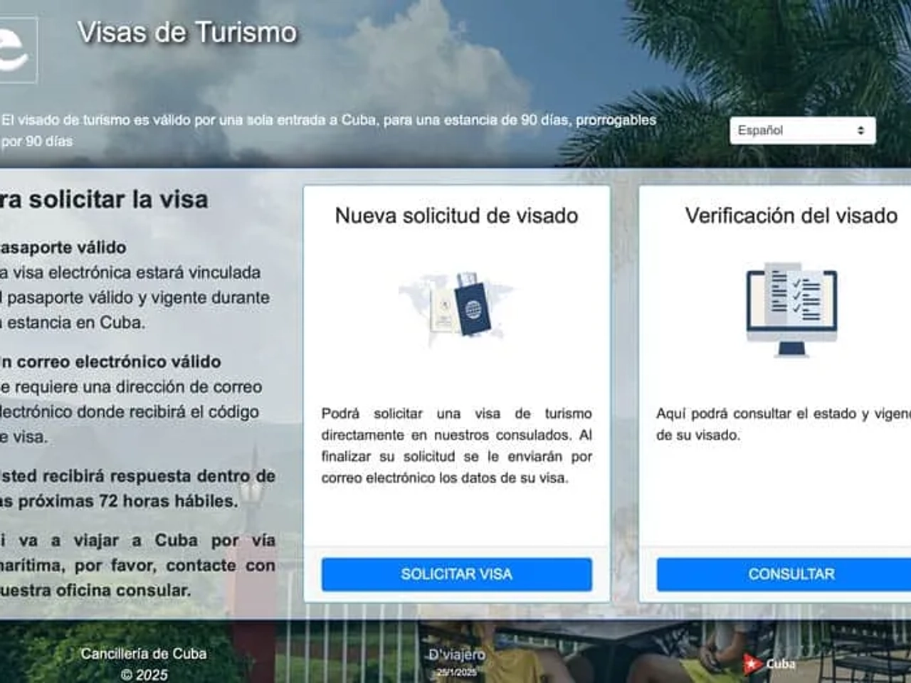 visado online a Cuba