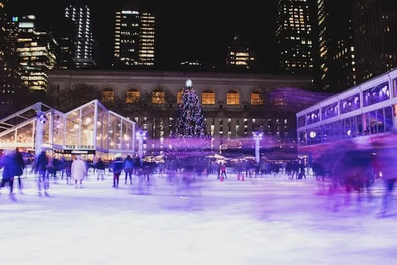 pista de gelo em Bryant Park em Nova Iorque