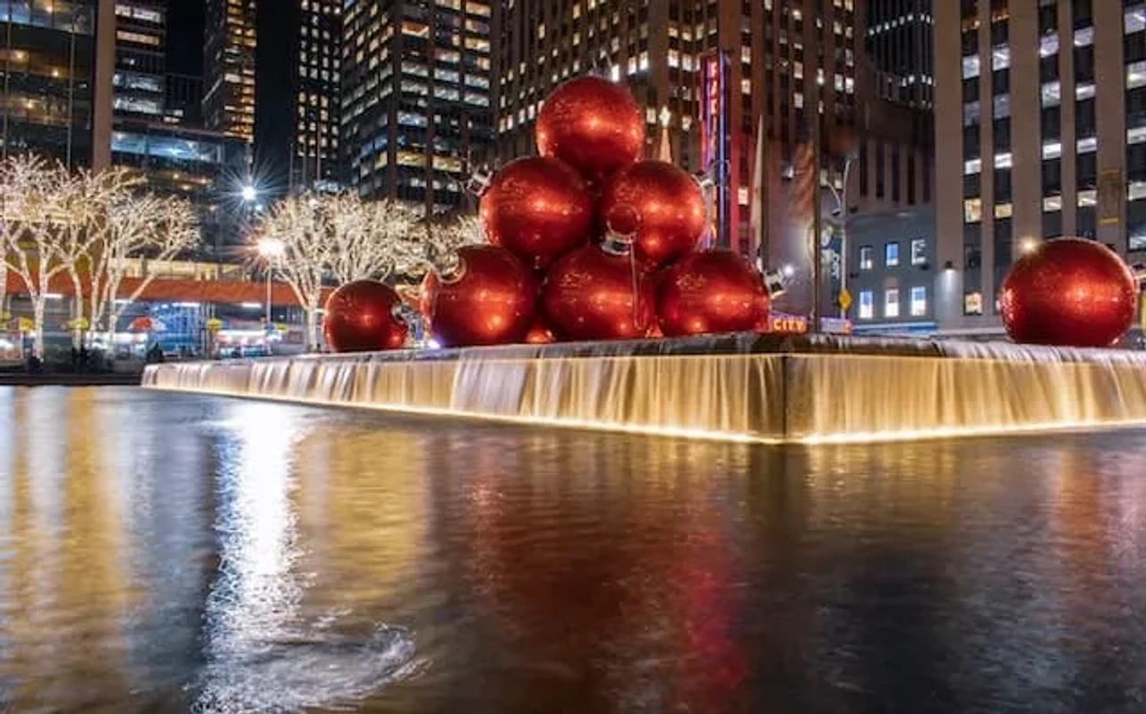 Fountain Plaza no natal em Nova Iorque
