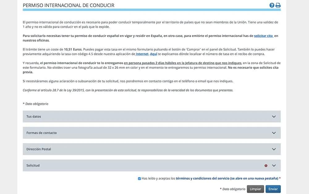 solicitar permiso internacional conducción online