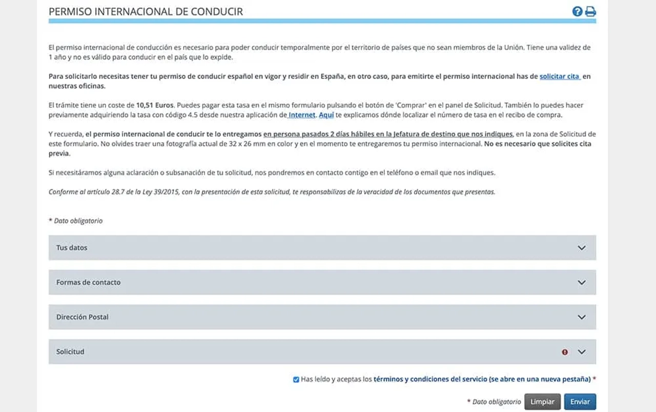solicitar permiso internacional conducción online