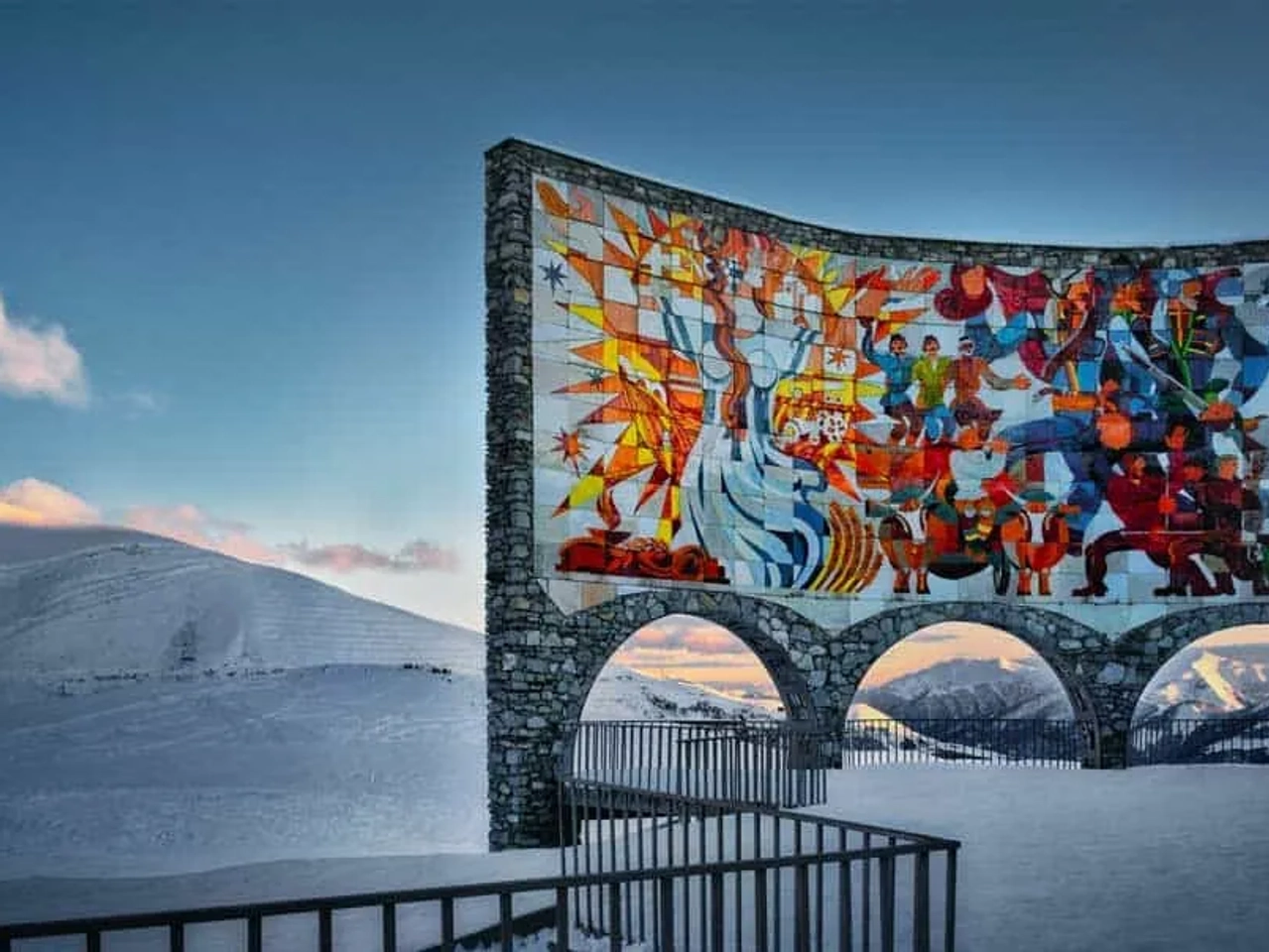 muro amistad de Rusia y Georgia