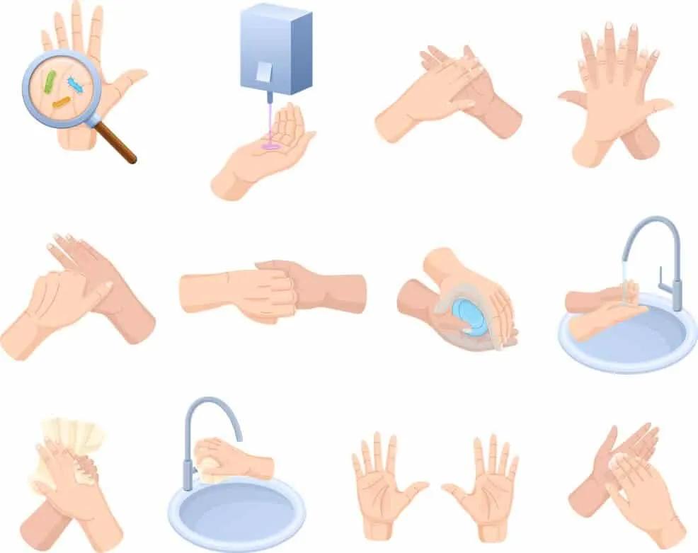 grafico sobre como lavar as maos corretamente