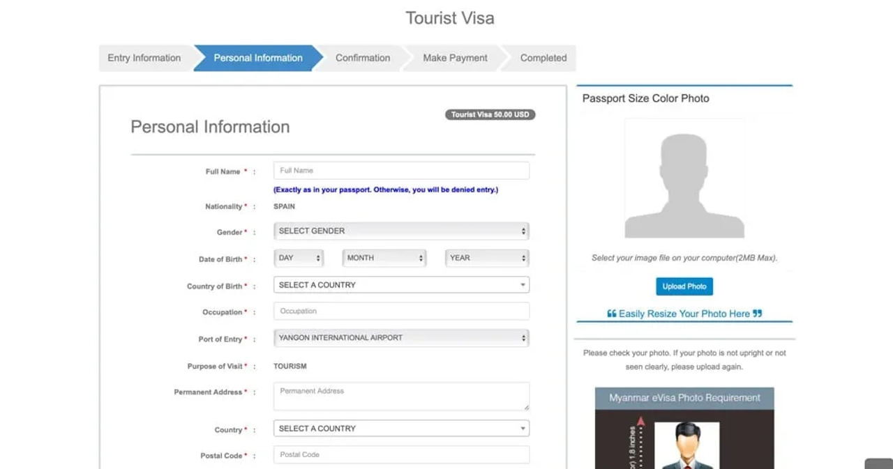 Cuánto tardan en aprobar el visado online de Myanmar
