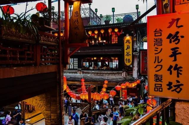 balões vermelhos típicos da china em taiwan