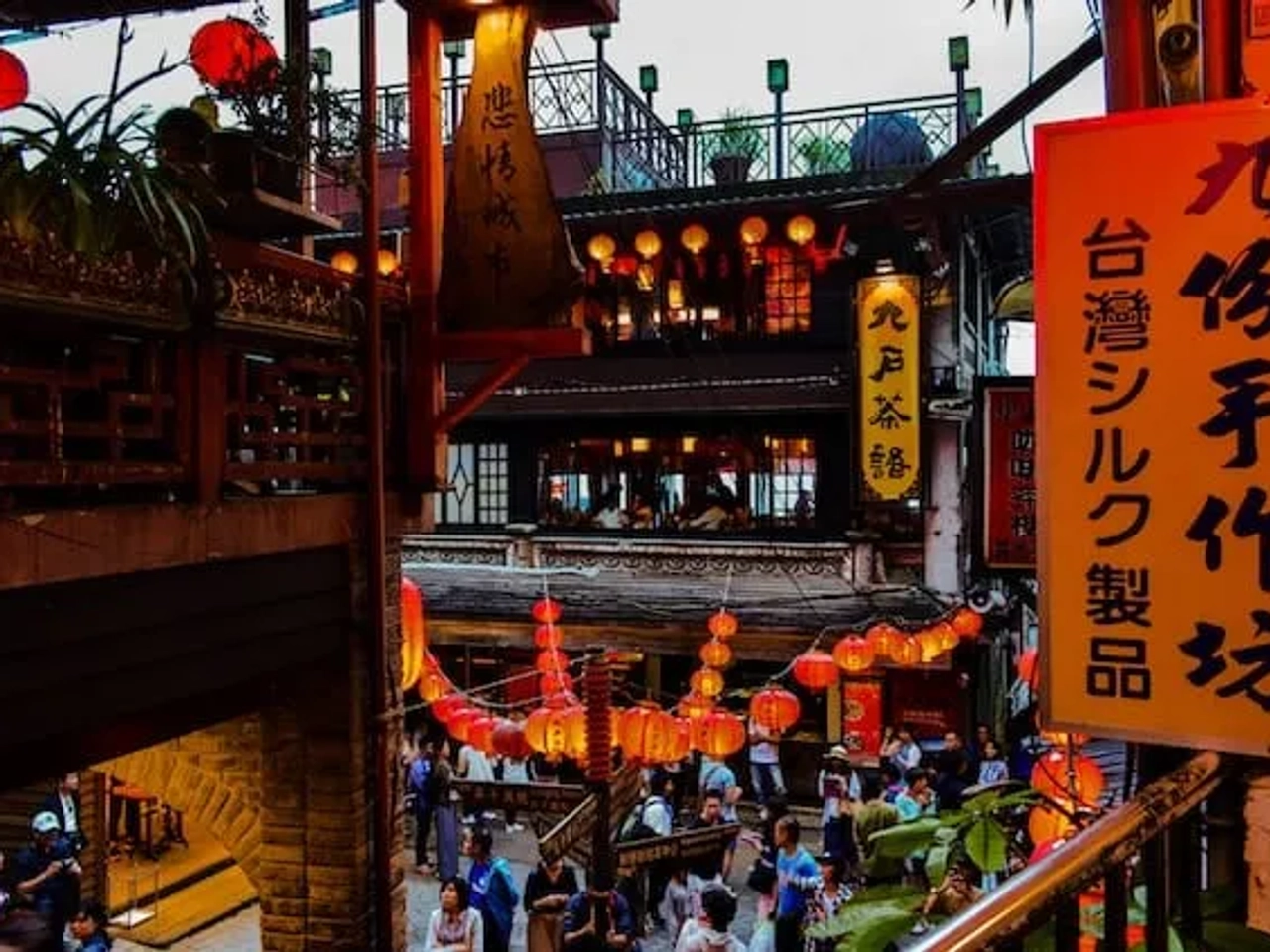 balões vermelhos típicos da china em taiwan